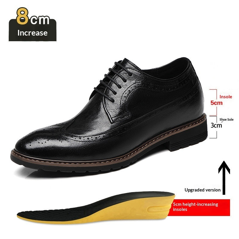 Bullock Men's 8cm Height-increasing Derby Shoes In British Style