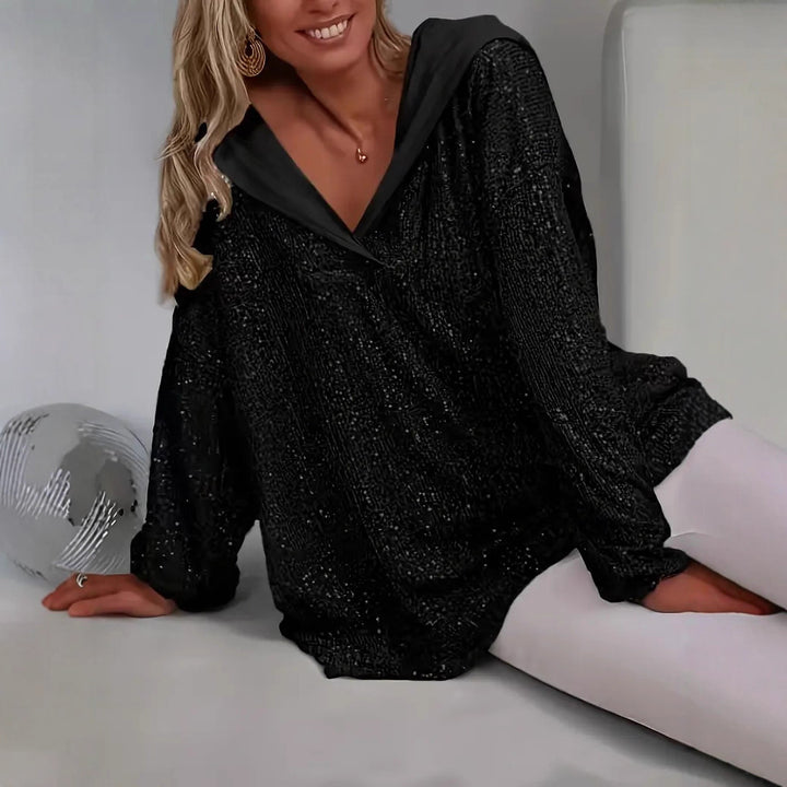 Sweat à capuche à sequins coupe décontractée pour femme