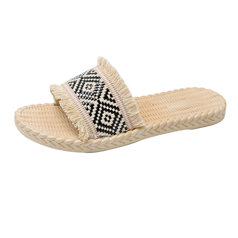 Summer New Ethnic-Style Woven Slide Sandals For Women