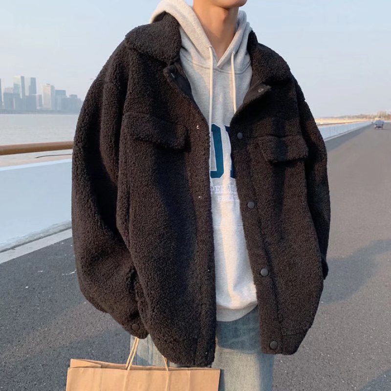 Japanese Ins Berber Fleece Cotton Coat Men