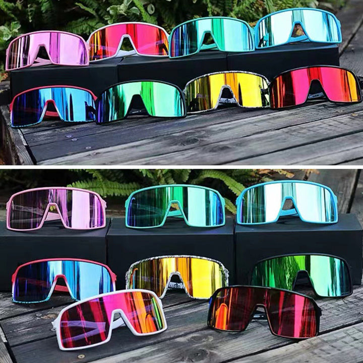Windproof cycling sunglasses with black metal frame and grey lenses for outdoor sports and sun protection