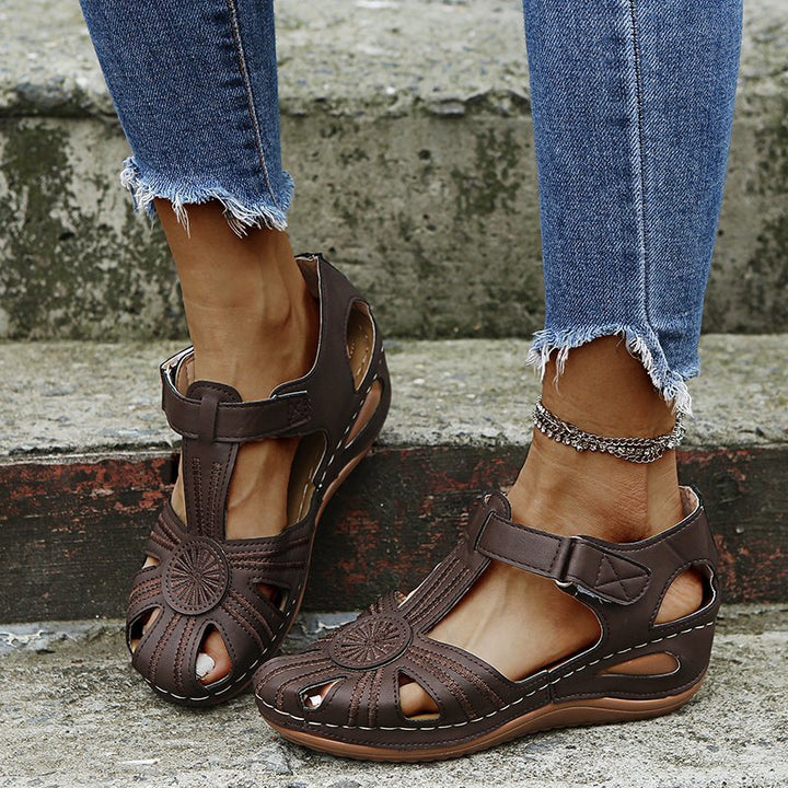 Cutout Round-Toe Velcro Womens New Style Beach Sandals