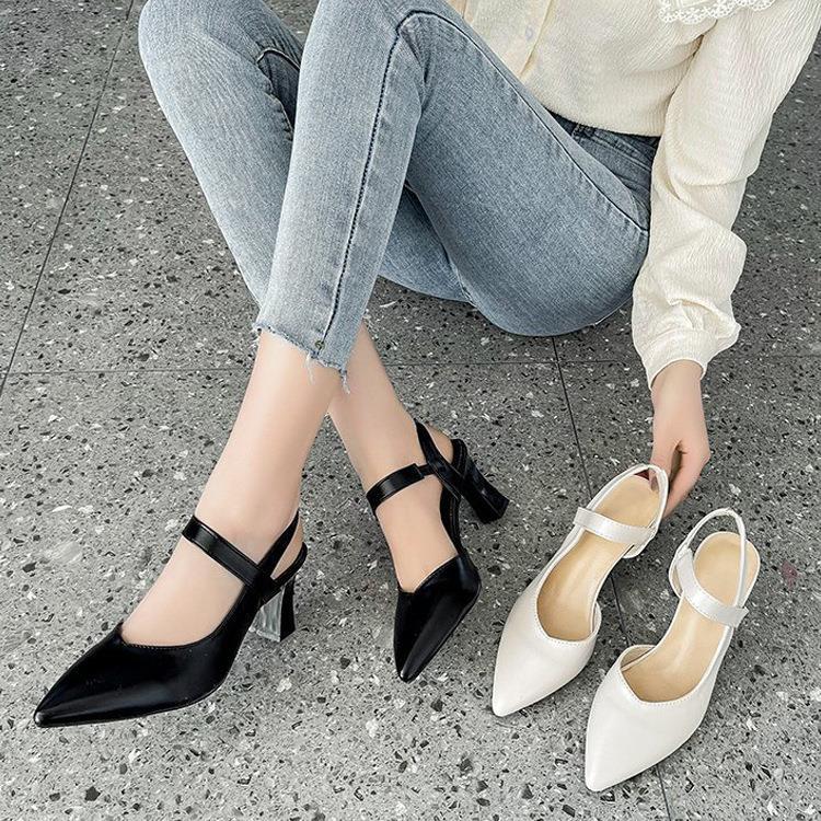 Women's Fashionable Casual Closed-Toe Chunky Heel High Heel Sandals