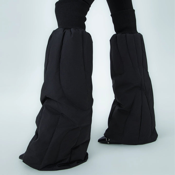 Guêtres noires épaisses et chaudes à jambes larges, garnies de duvet