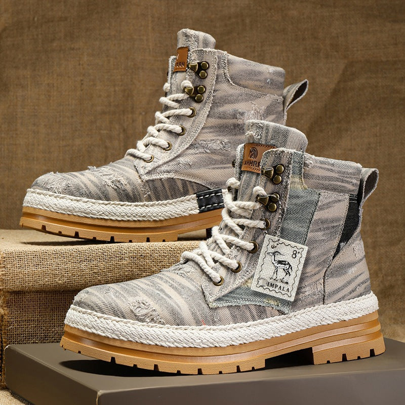 Men's High-top Boots Autumn Denim
