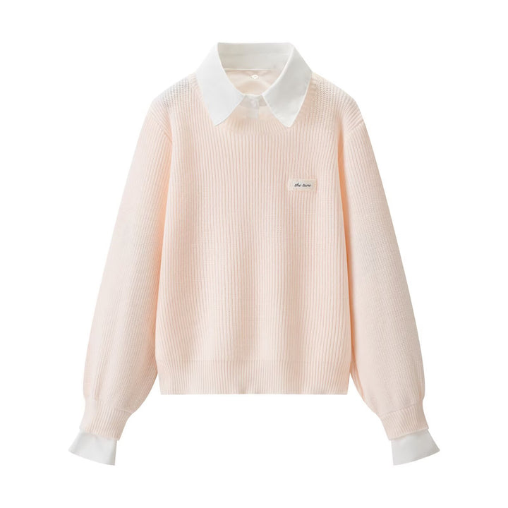Laid-back Faux Two-piece Loose-knit Top