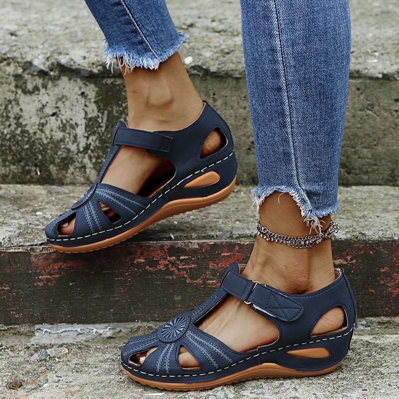Cutout Round-Toe Velcro Womens New Style Beach Sandals