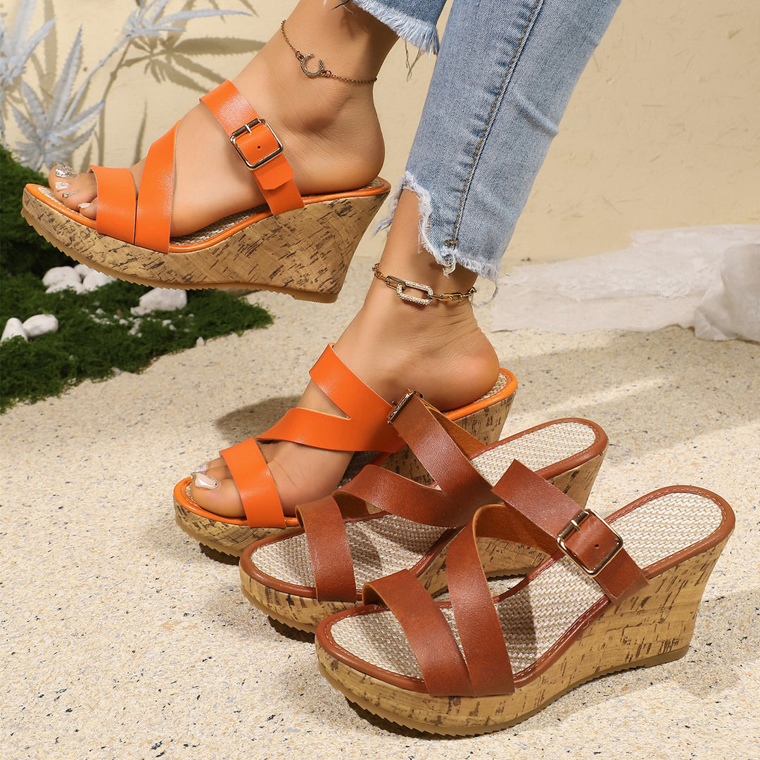 Cross-border Foreign Trade Plus-size Open-toe Wedge Sandals For Women