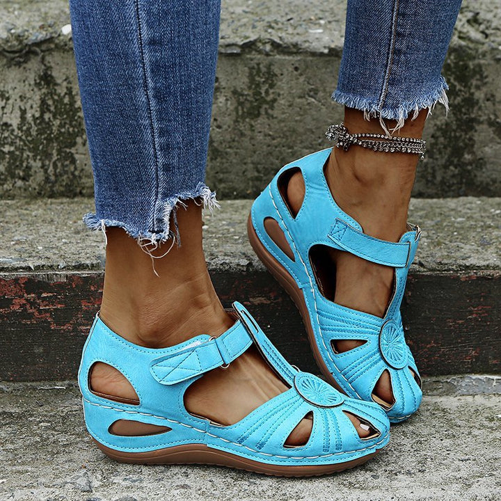 Cutout Round-Toe Velcro Womens New Style Beach Sandals
