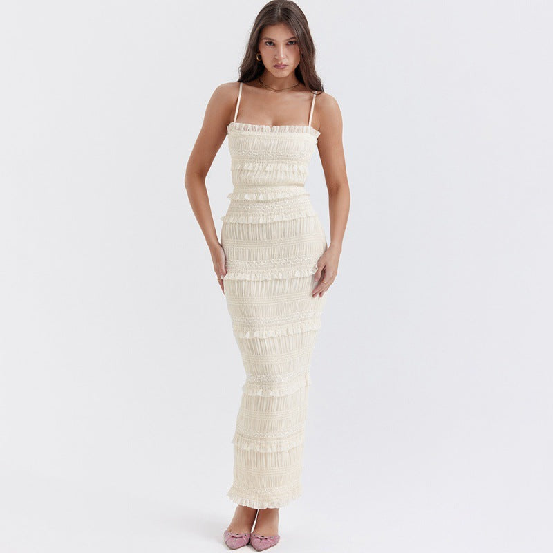 High-elastic Sequin-trimmed Strap Dress