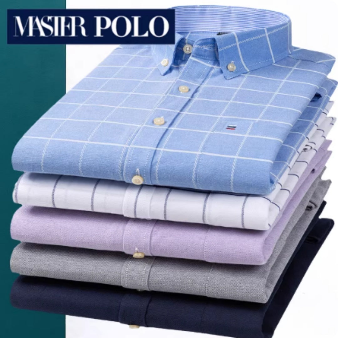 Middle-aged men's long sleeve pure cotton plaid shirt in casual style