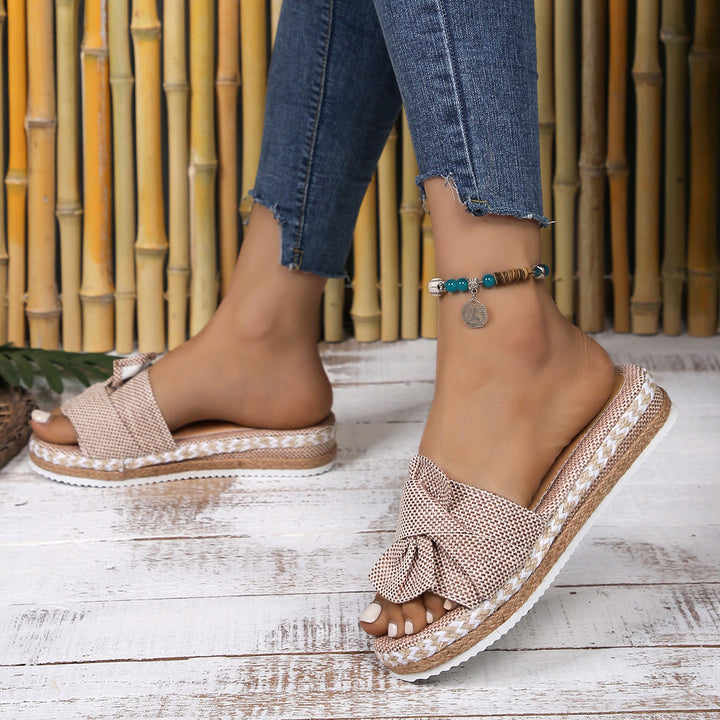 Jute Rope Solid Color Home Outdoor European-Style Womens Slippers