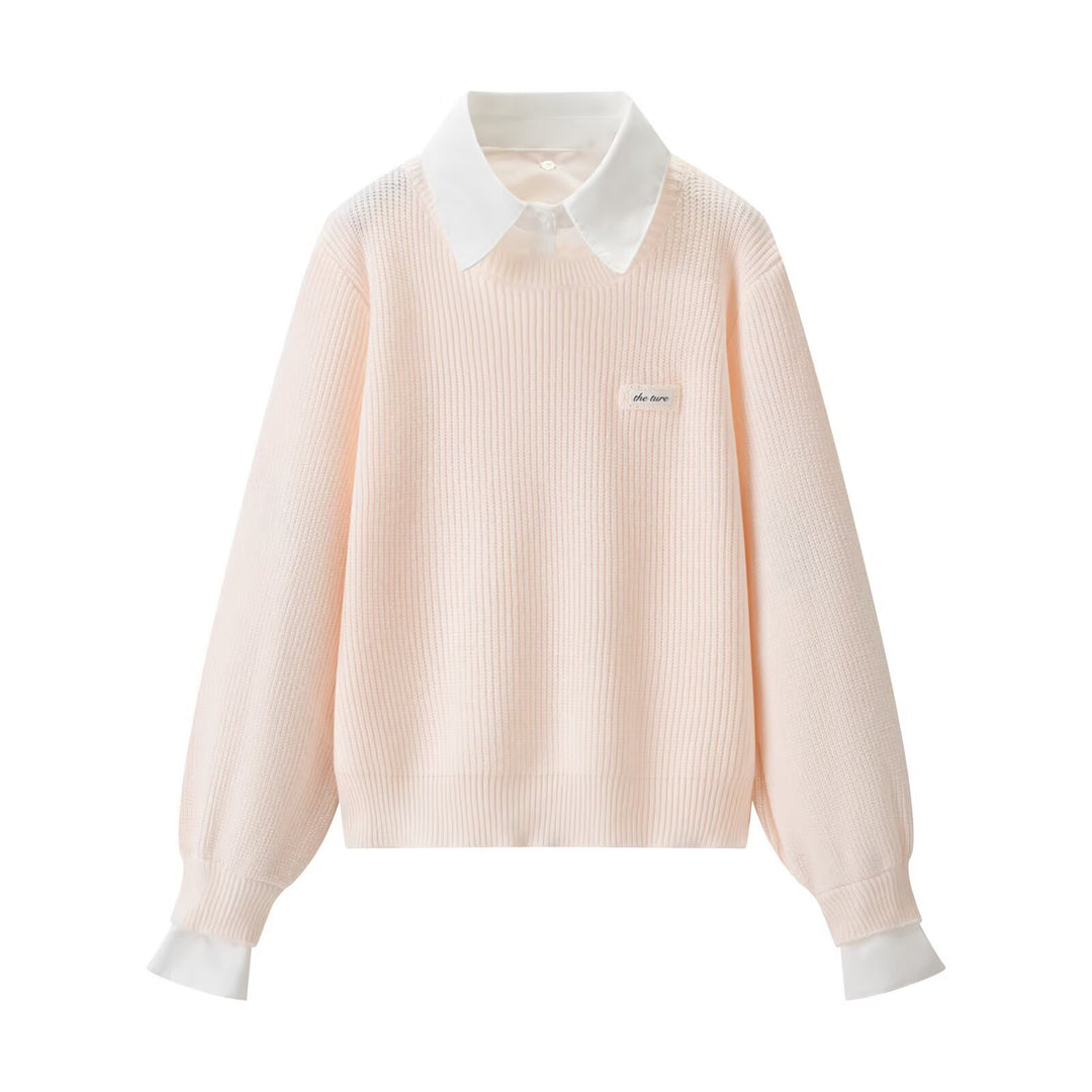 Laid-back Faux Two-piece Loose-knit Top
