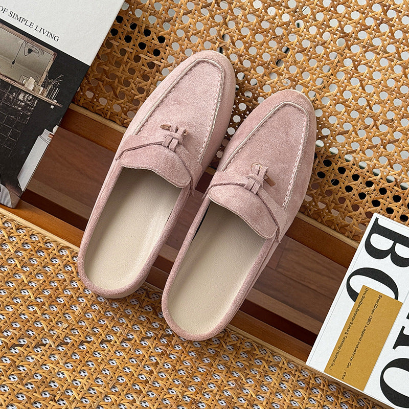 Tasseled Hidden-Heel Closed-Toe Half Slippers For Women