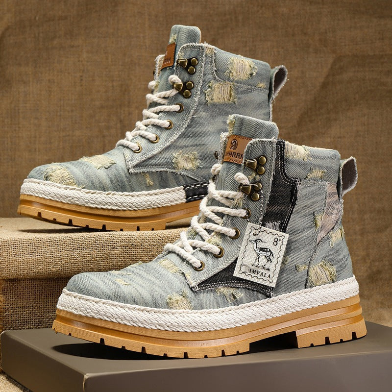 Men's High-top Boots Autumn Denim