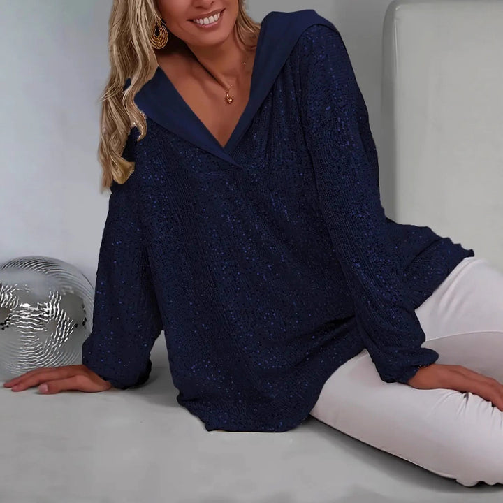 Sweat à capuche à sequins coupe décontractée pour femme