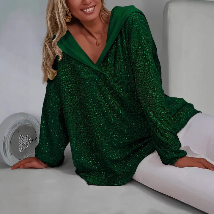 Sweat à capuche à sequins coupe décontractée pour femme