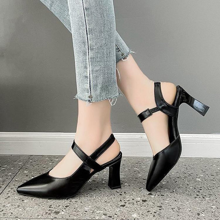Women's Fashionable Casual Closed-Toe Chunky Heel High Heel Sandals